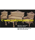 Silver Type 5 Sofa Set With Centre Table (Set of 3pc) (Set of One pc 3 Seater & Two Single Chairs)